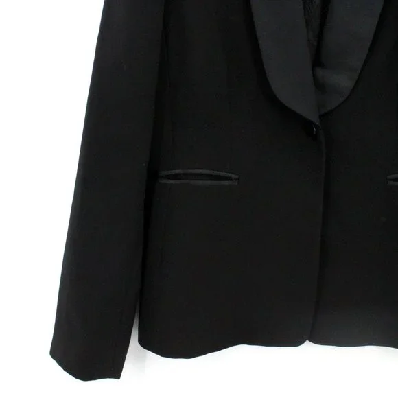 Studio Tahari Blazer Women's Casual Solid Black One Button Front Lined Size 8 - Picture 3 of 8